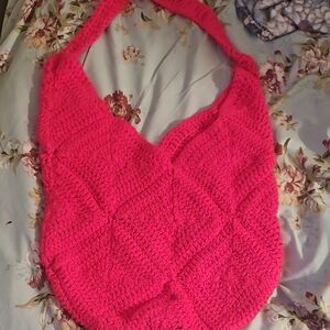 Pink Crochet Shoulder Bag Handmade